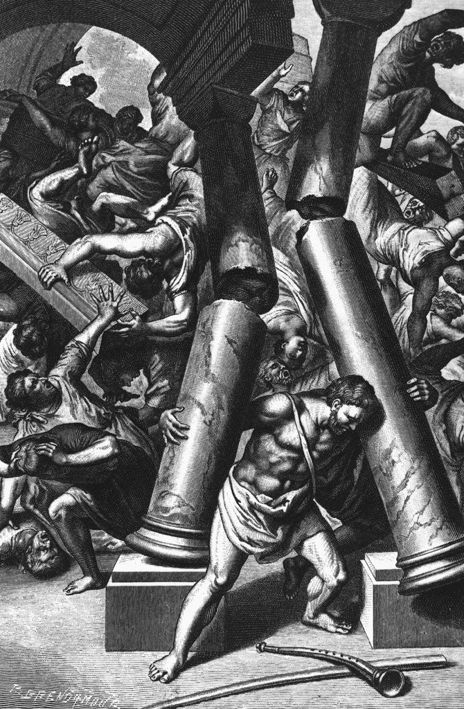 Detail of Illustration Depicting Samson Destroying Temple by Anonymous
