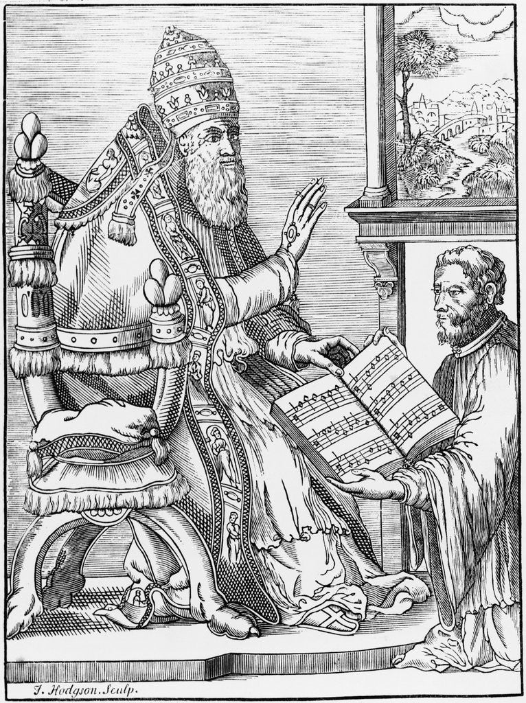 Detail of Print of Palestrina Showing Pope Julian III His New Mass by Anonymous