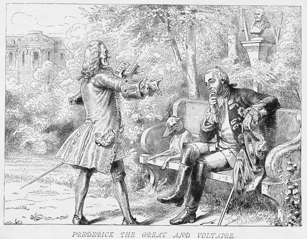 Detail of Frederick the Great and Voltaire Print by Anonymous