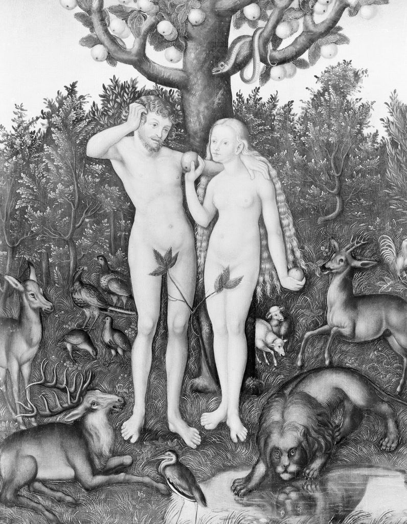 Detail of Adam and Eve in Garden of Eden by Anonymous