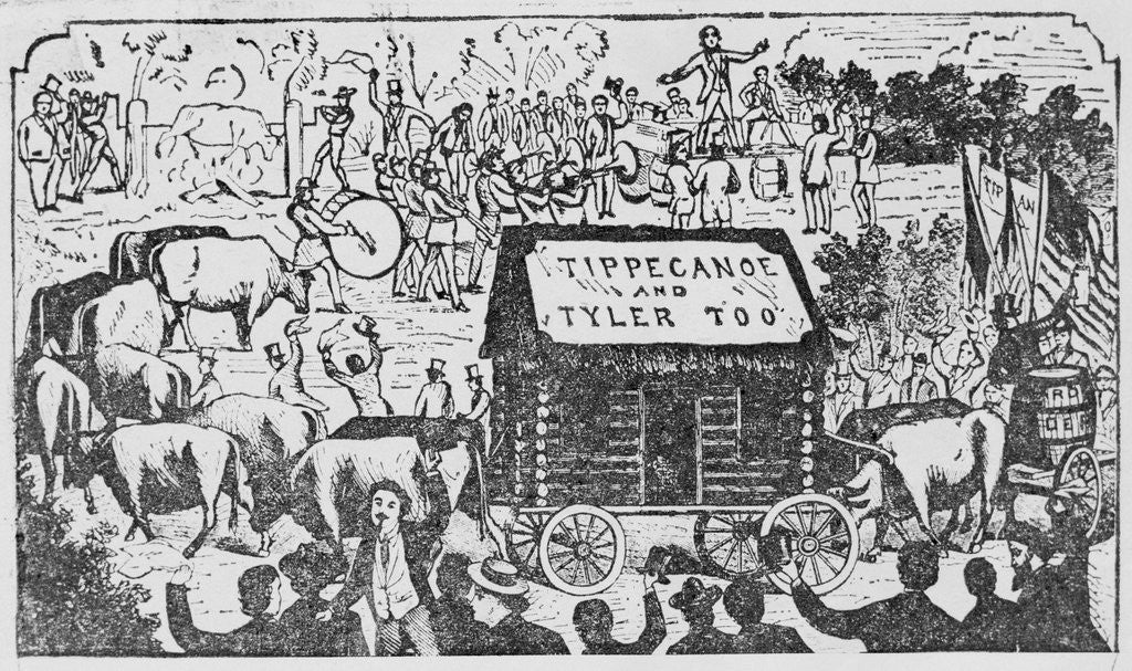 Detail of Illustration Showing Various Components of an Early American Political Barbecue by Corbis