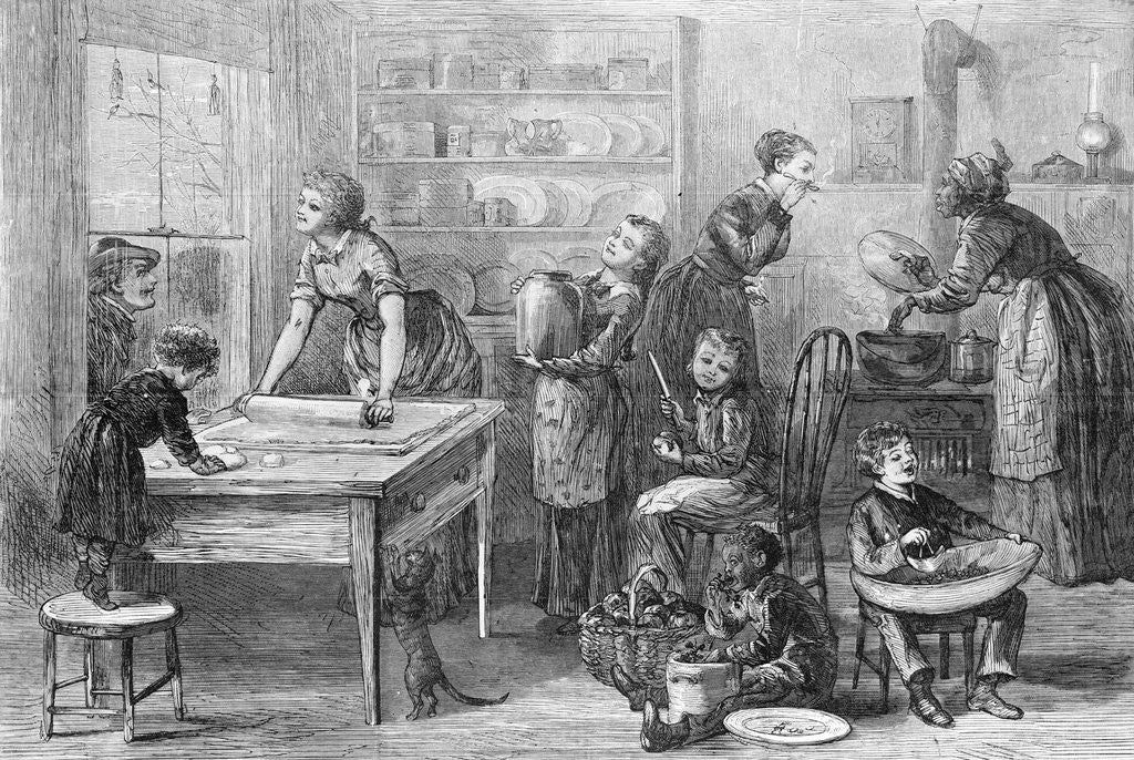 Detail of Women and Children Working in Kitchen by Anonymous