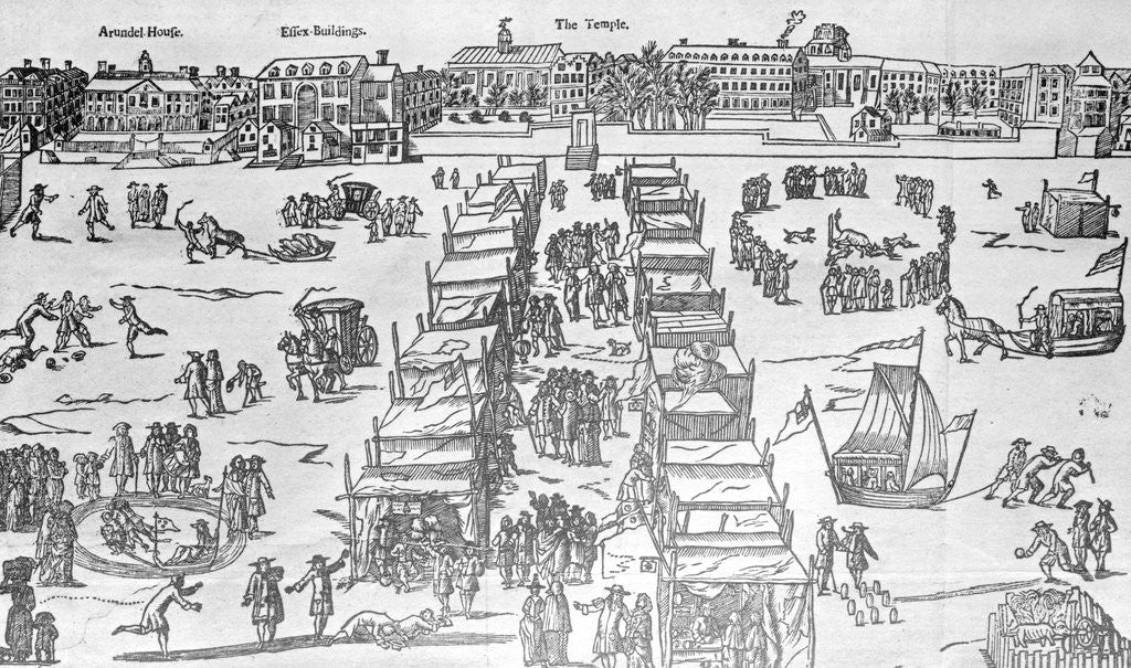Detail of Frost Fair on the Frozen Thames Woodcut by Anonymous
