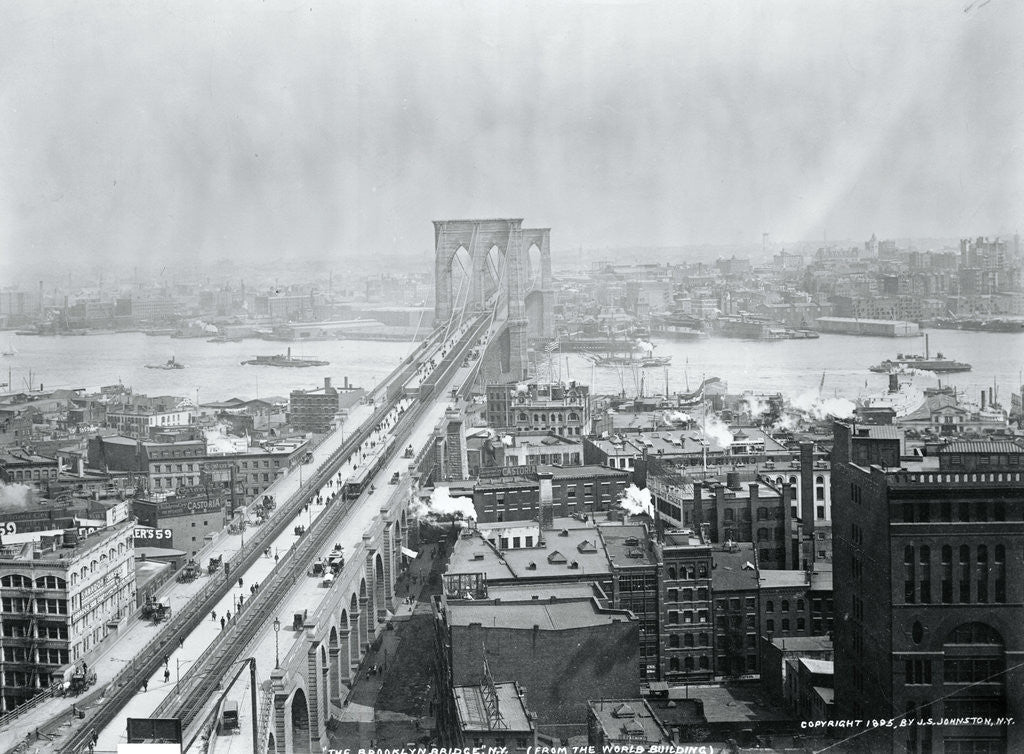 Detail of Brooklyn Bridge from World Building by Corbis