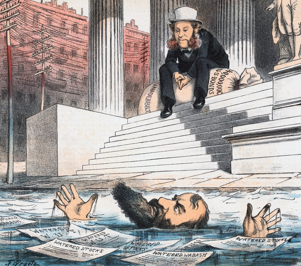 Detail of Cartoon of Jay Gould Drowning by Corbis