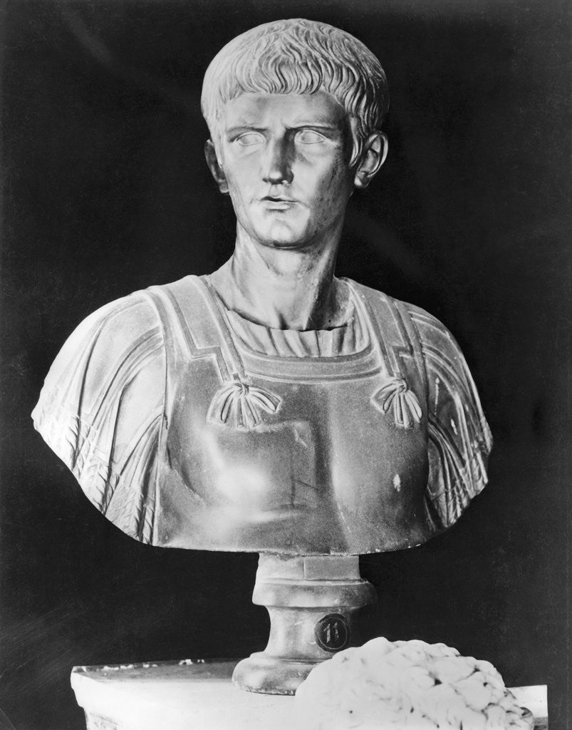 Detail of Bust of Caligula in Military Attire by Corbis