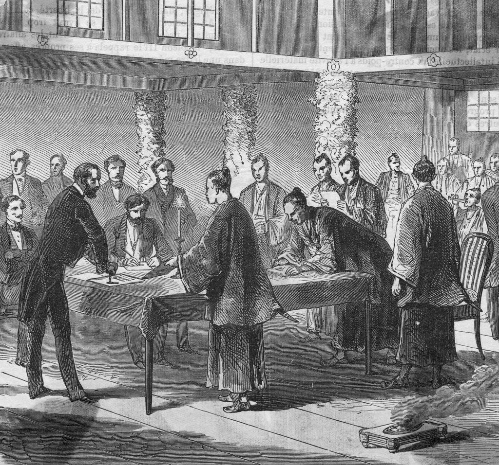 Detail of Treaty of Commerce Being Signed by Corbis