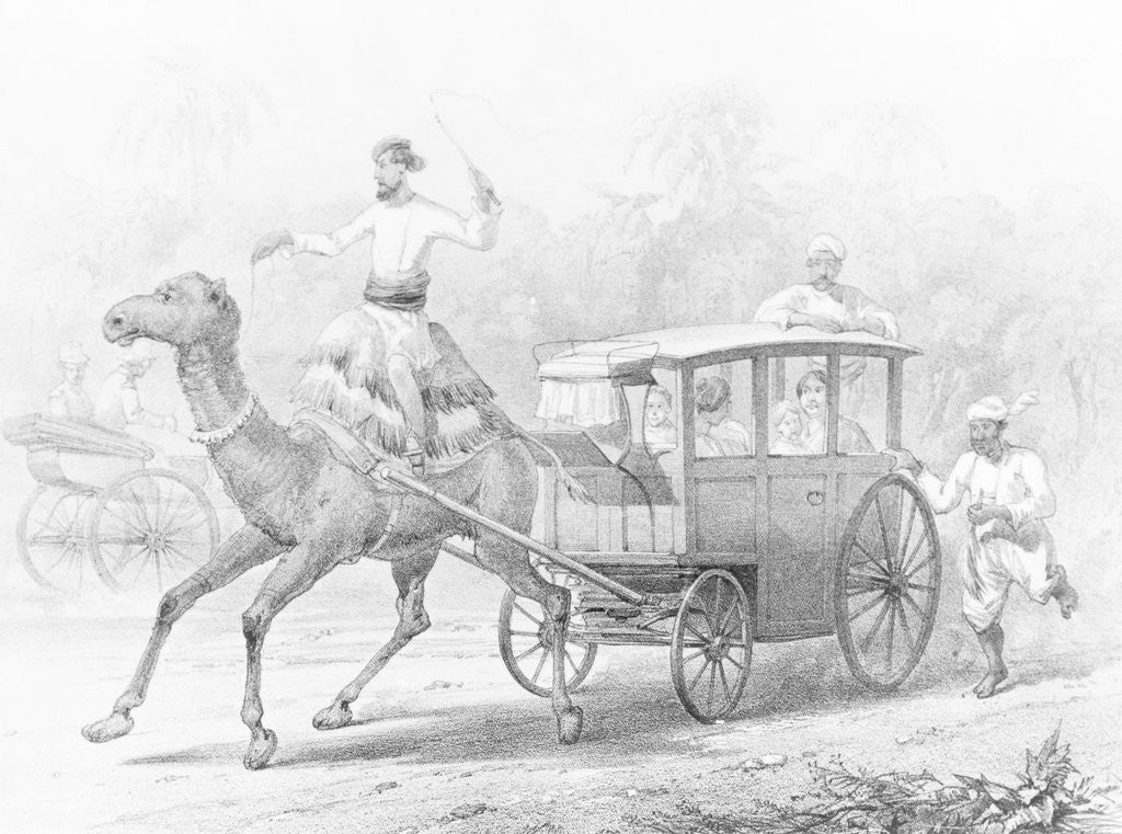 Detail of People Riding in Camel Drawn Coach by Anonymous