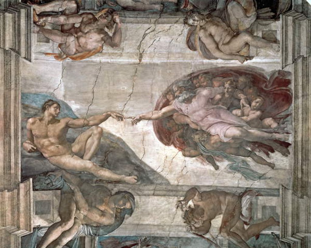 Detail of The Creation of Adam from the Sistine Chapel, 1508-12 by Michelangelo Buonarroti