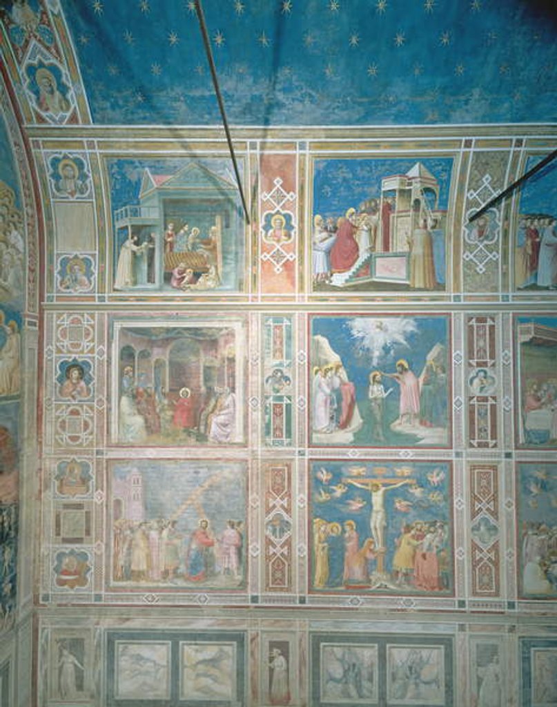 Detail of View of the frescoes on the left wall, c.1303-05 by Giotto