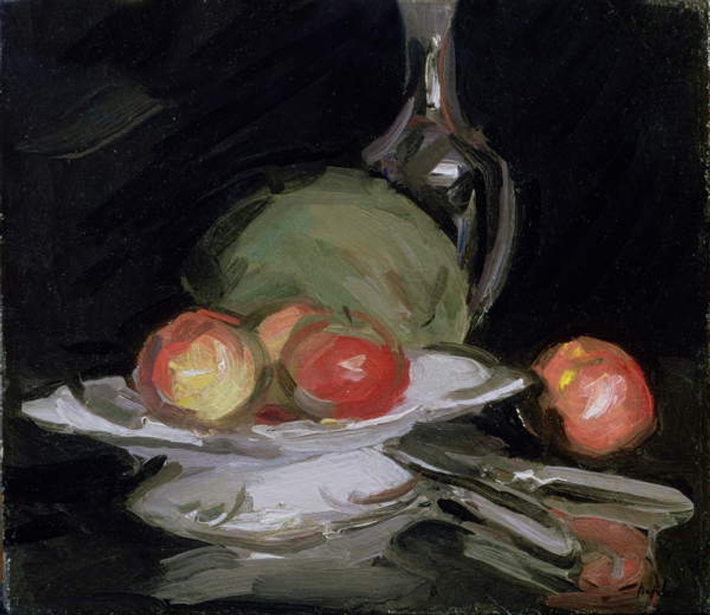 Detail of Still Life Bowl of Fruit, Melon and Carafe by George Leslie Hunter