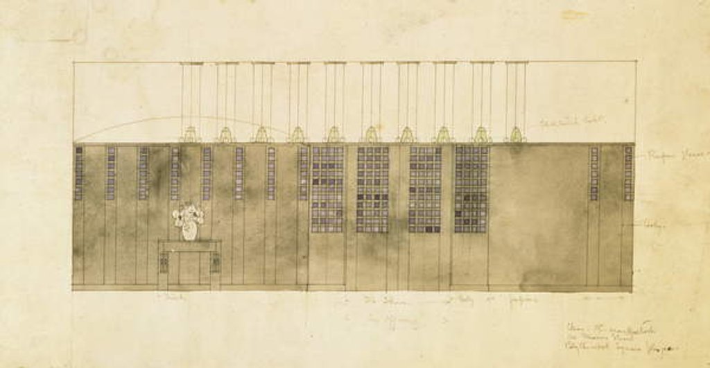 Detail of Design for a wall, table and doors, 1905 by Charles Rennie Mackintosh