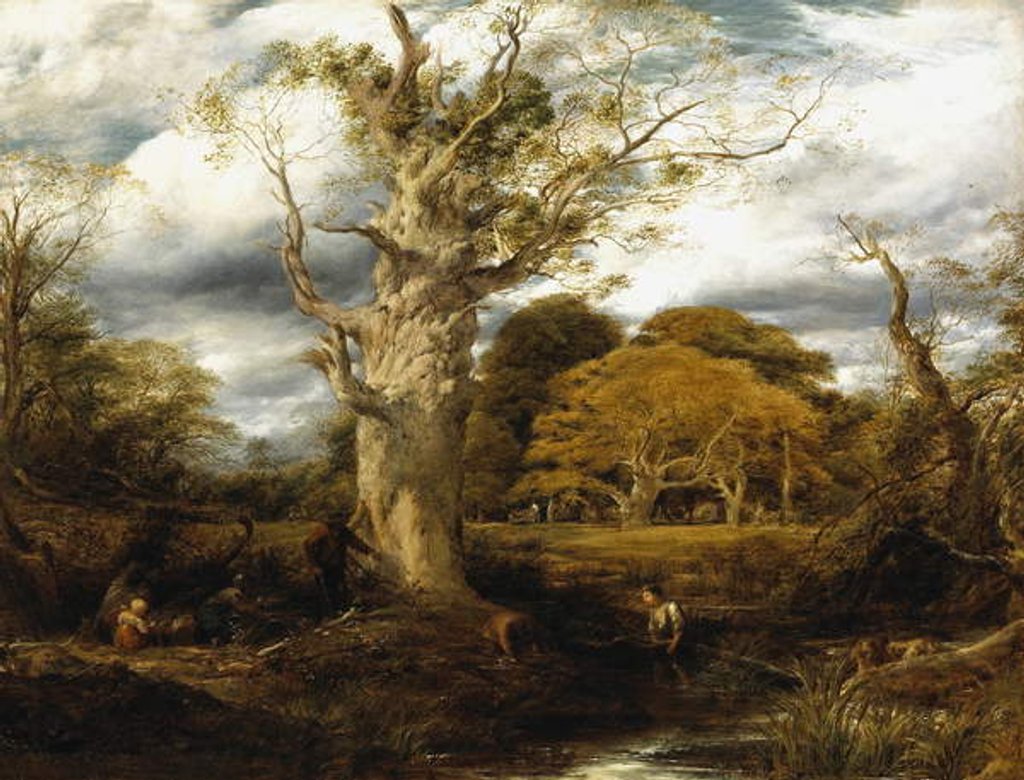 Detail of A wood scene, 1844 by John Linnell