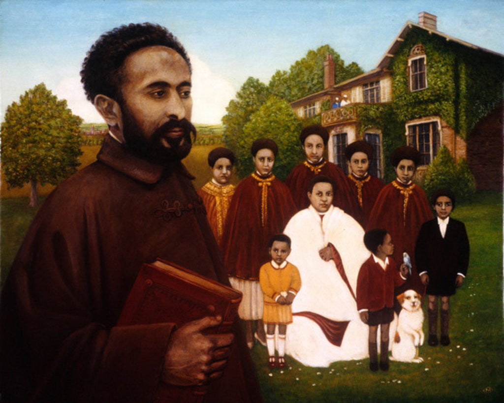 Detail of Haile Selassie in Exile, 1987 by Frances Broomfield