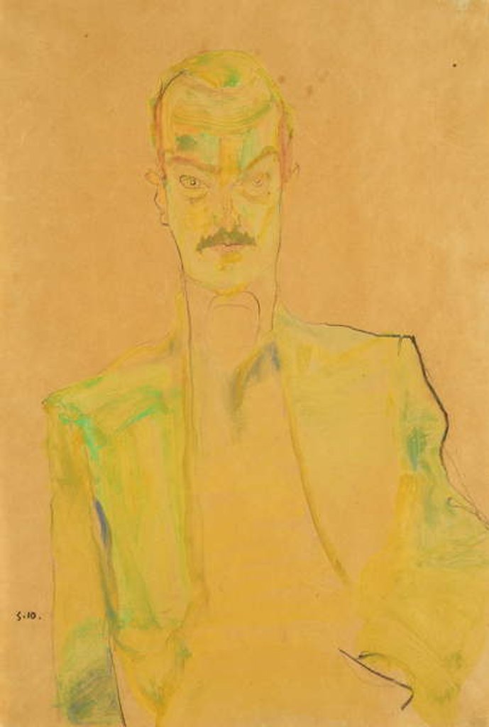 Detail of Portrait of Arthur Roessler, 1910 by Egon Schiele
