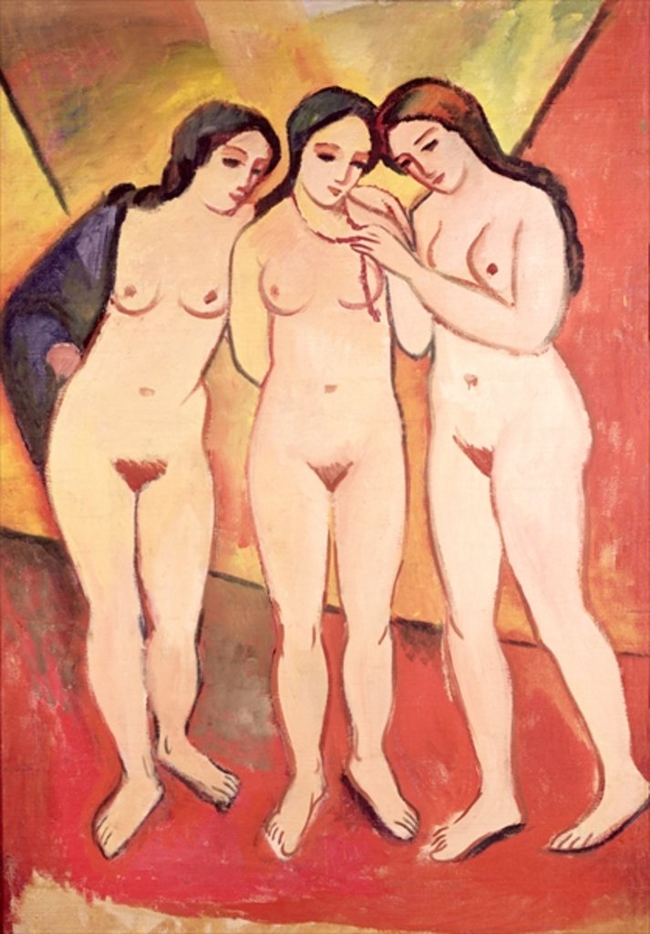 Detail of Three Naked Girls by August Macke