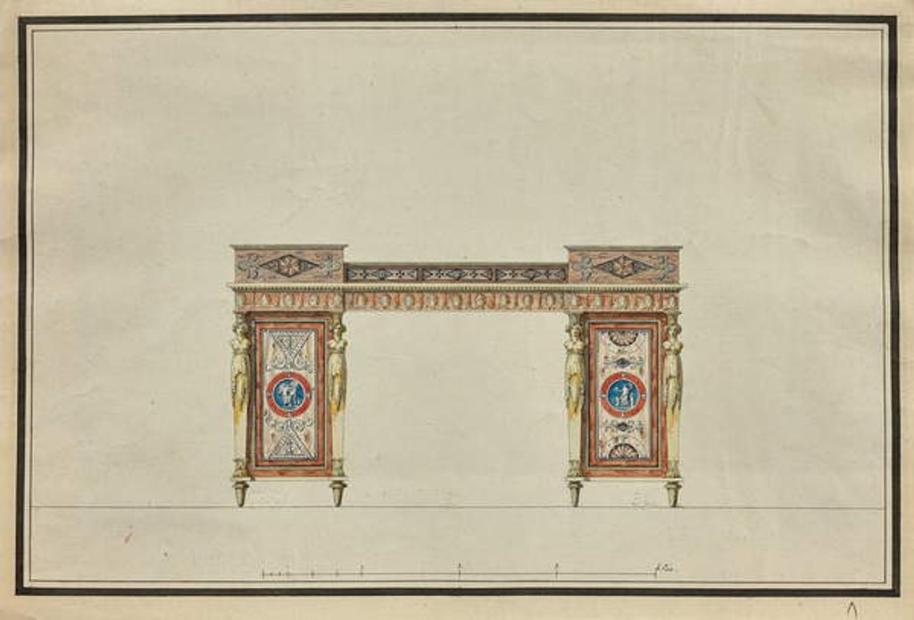 Detail of Design of a desk, c.1800 by Charles Percier