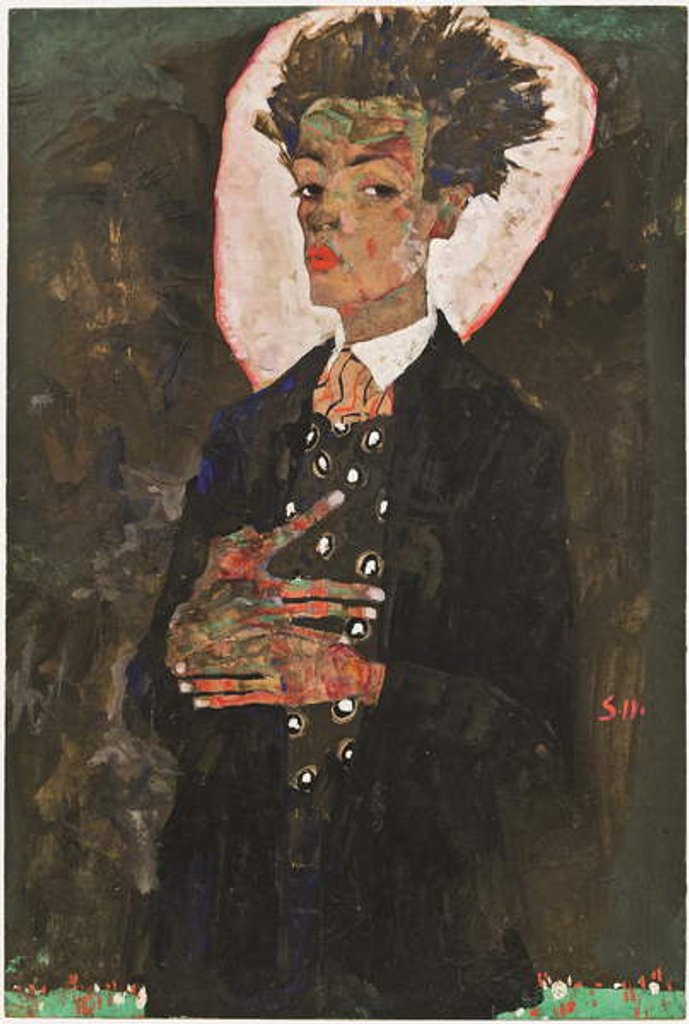 Detail of Self-Portrait with Peacock Vest Standing, 1911 by Egon Schiele