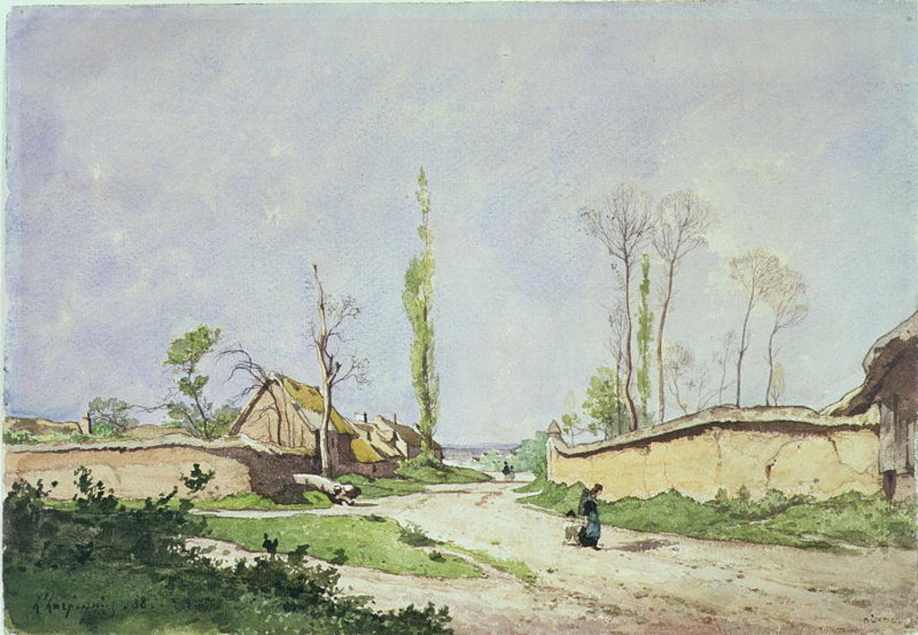 Detail of No.1534 A Village Road, Oiseme, 1888 by Henri-Joseph Harpignies