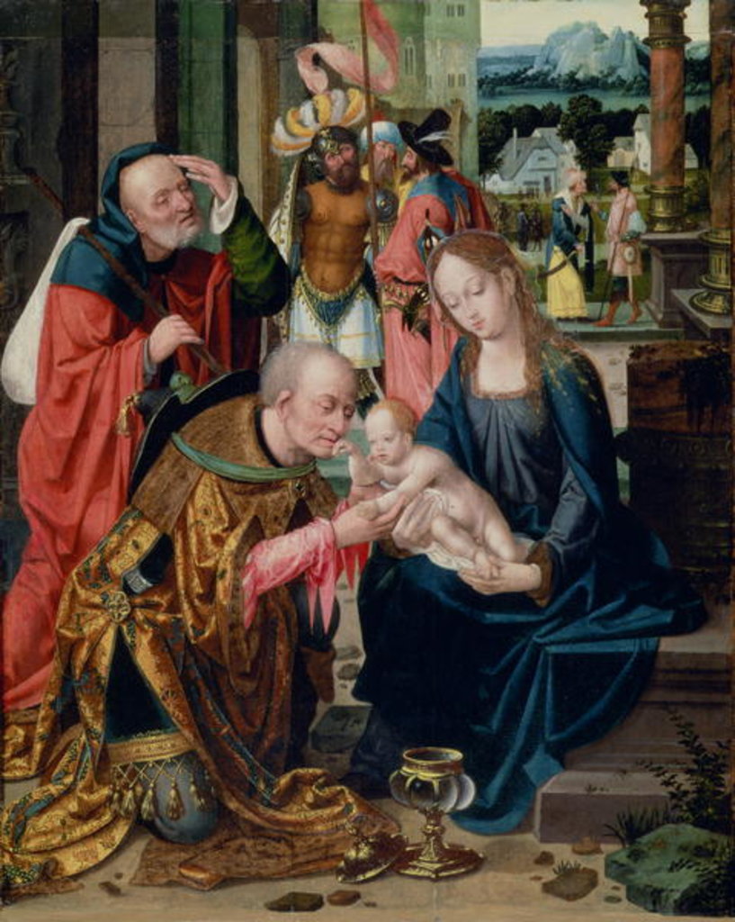 Detail of The Adoration of the Kings by Joos van (school of) Cleve
