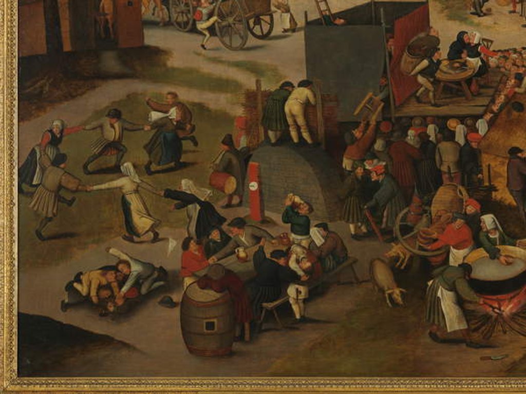 Detail of A Village Festival with a Theatrical Performance and a Procession in Honour of St Hubert and St Anthony, 1632 by Pieter the Younger Brueghel