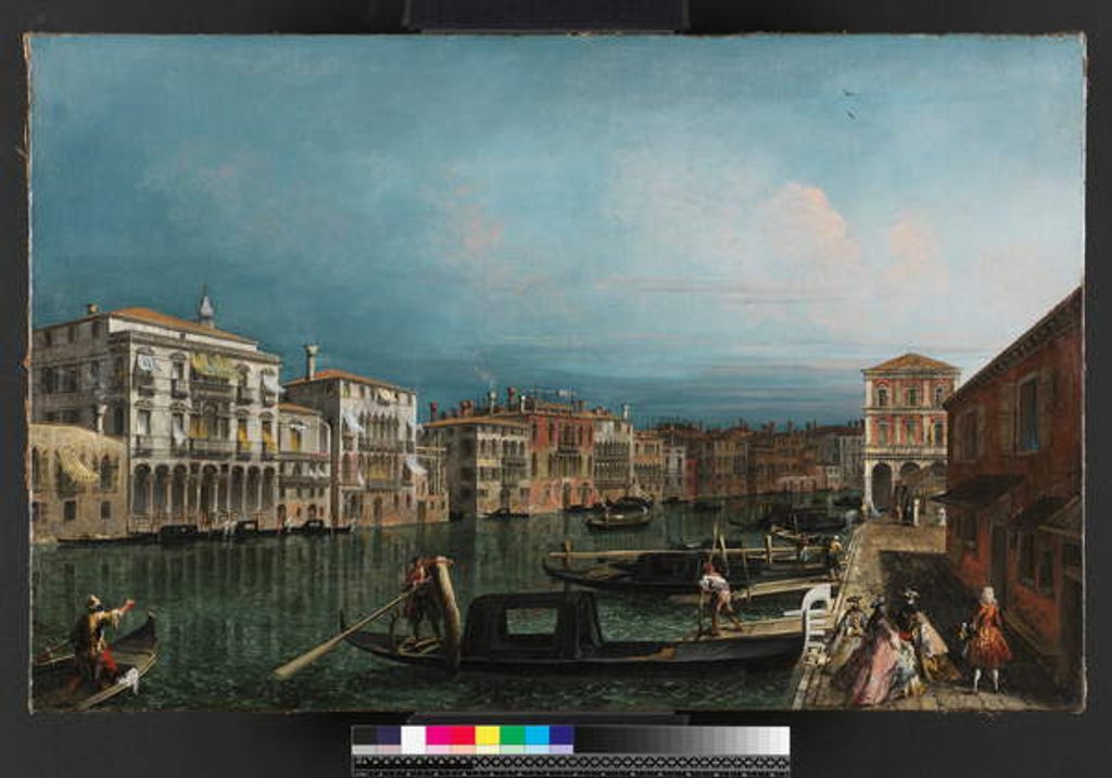 Detail of The Grand Canal, Venice, above the Rialto bridge, before 1743 by Michele Marieschi