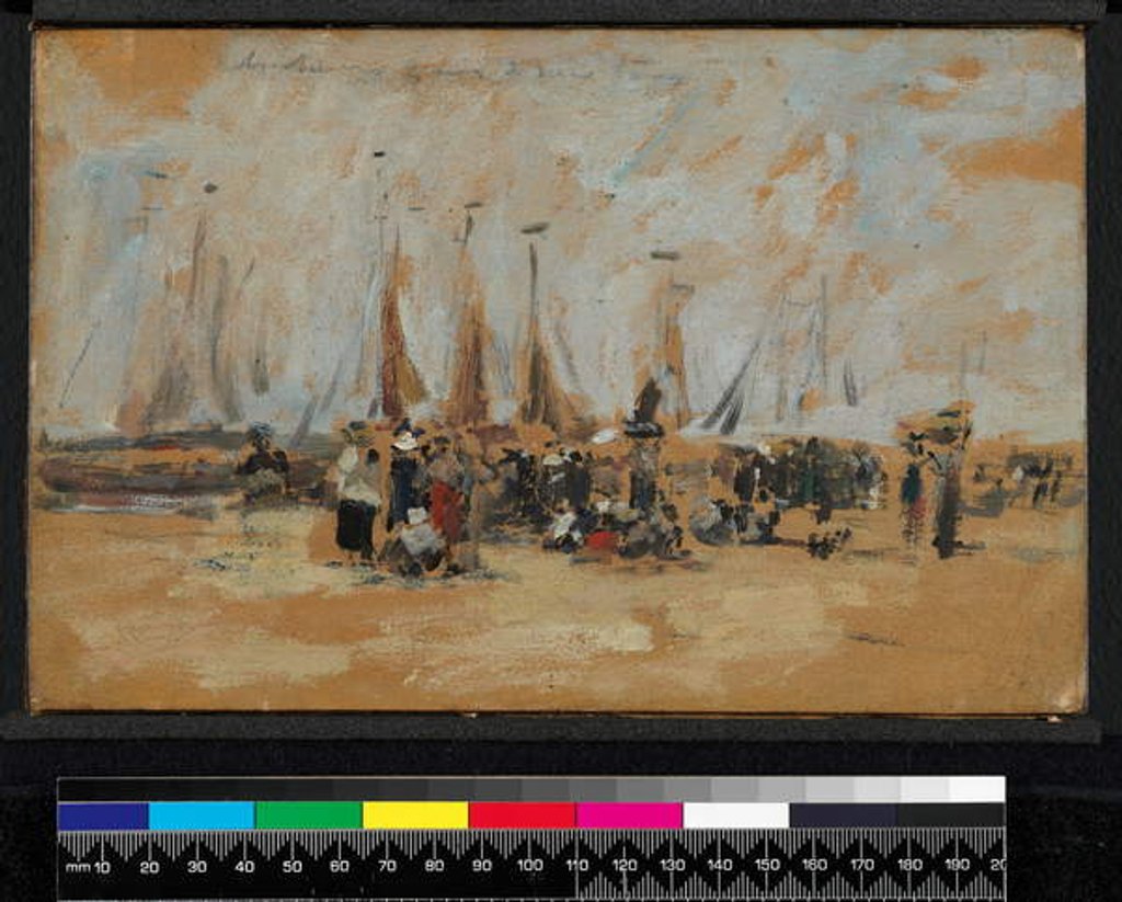 Detail of Beach scene, possibly Harfleur, 1888-95 by Eugene Louis Boudin