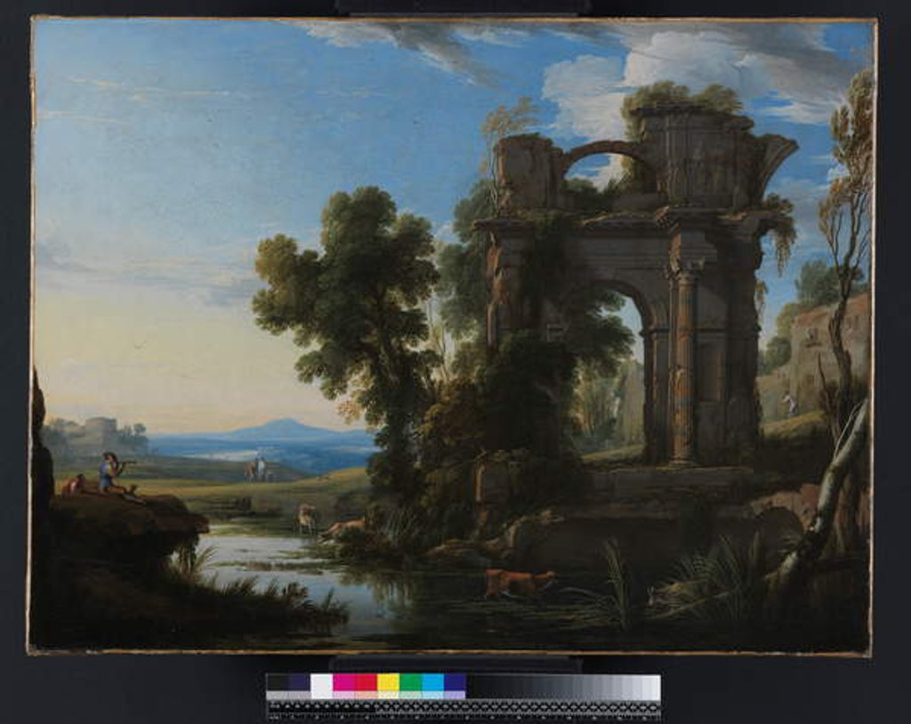 Detail of Landscape with classical ruins, 1640-45 by Pierre Patel