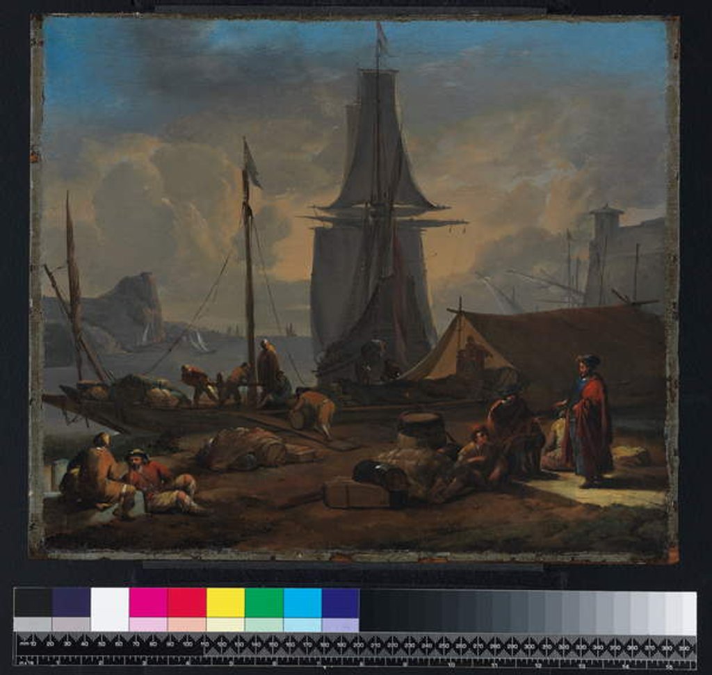 Detail of A Port Scene, before 1674 by Johannes Lingelbach