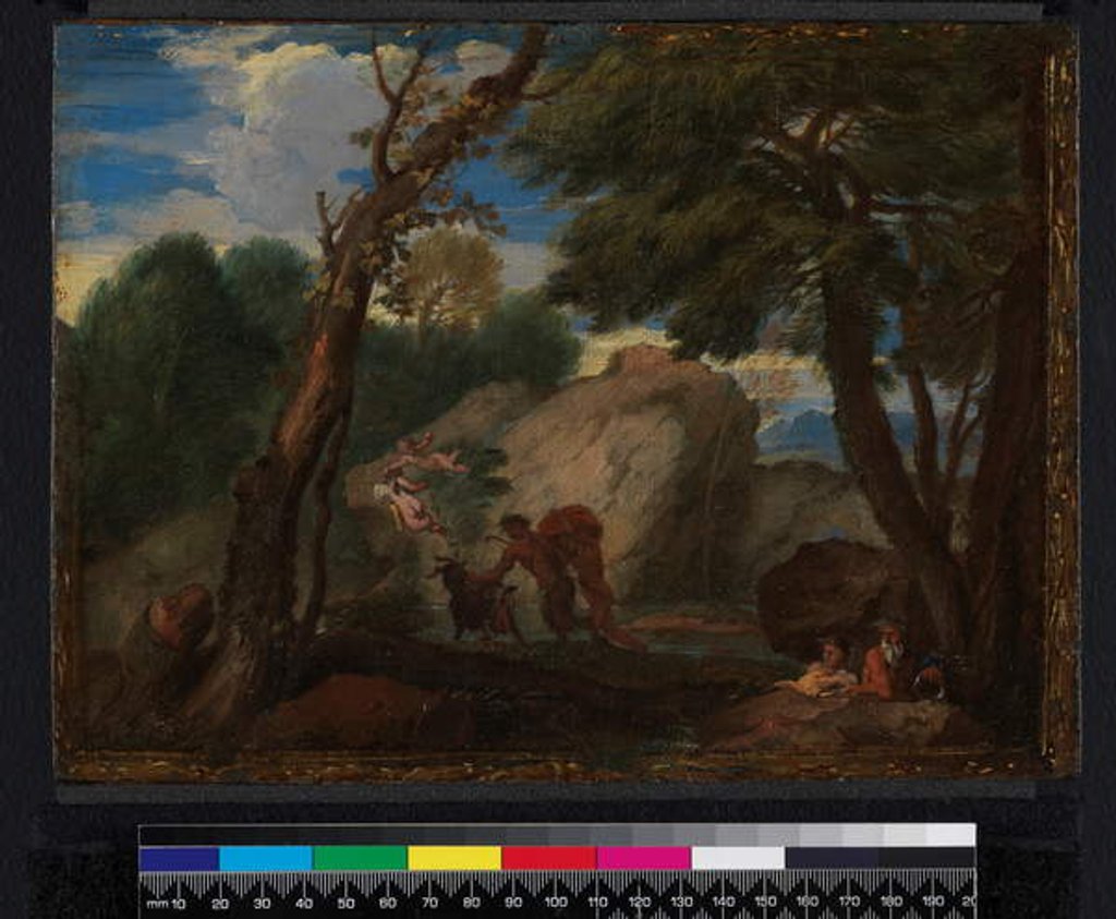 Detail of Landscape with mythological figures, before 1666 by Pier Francesco Mola