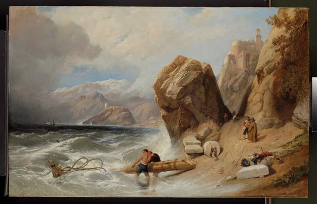 Detail of Coast scene near Genoa, 1846 by William Clarkson Stanfield