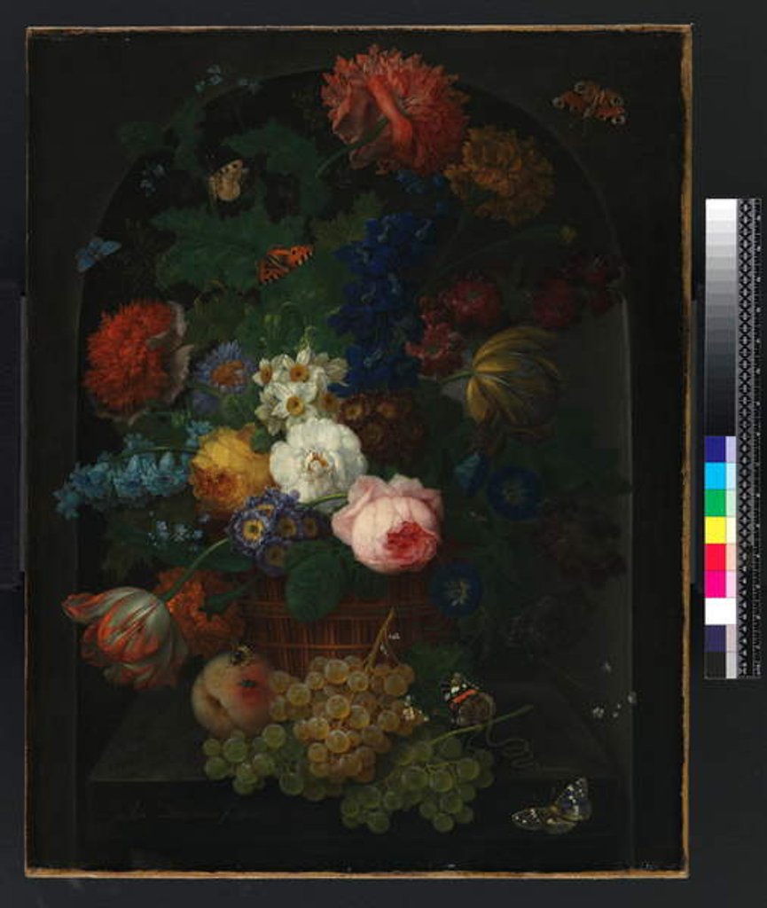 Detail of A basket of flowers with fruit, 1805 by Johann Baptist Drechsler