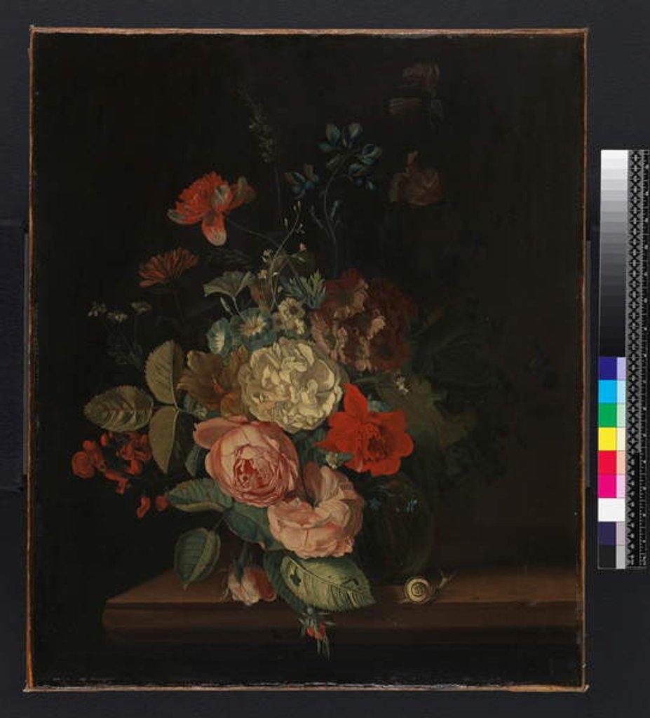Detail of A vase of flowers, before 1693 by Maria van Oosterwyck