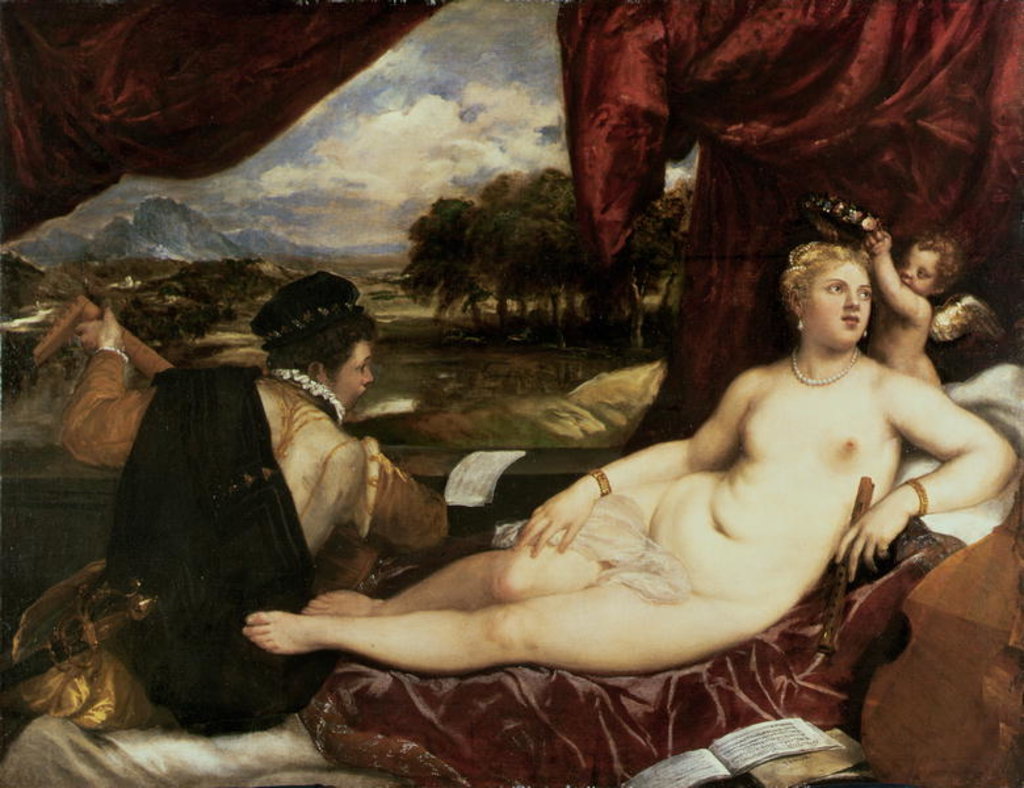 Detail of Venus and Cupid with a Lute Player, 1555-65 by Titian