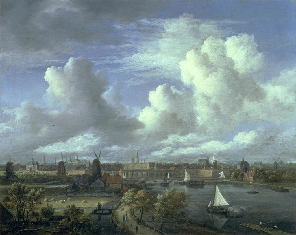 Detail of View on the Amstel looking towards Amsterdam, c.1675-70 by Jacob Isaaksz. or Isaacksz. van Ruisdael