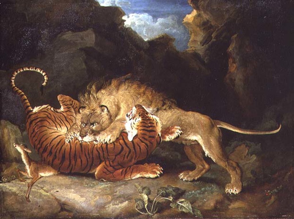 Detail of Fight between a Lion and a Tiger, 1797 by James Ward