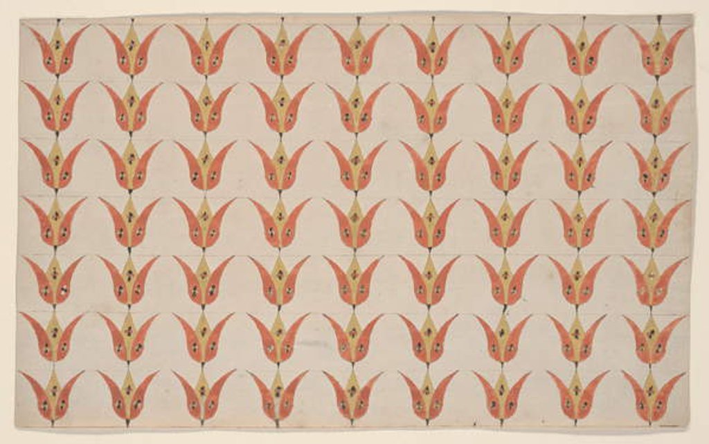 Detail of Seven Rows of Tulips, Fraktur Painting, c.1800-20 by American School