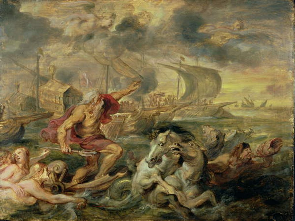 Detail of Neptune Calming the Tempest, 1635 by Peter Paul Rubens