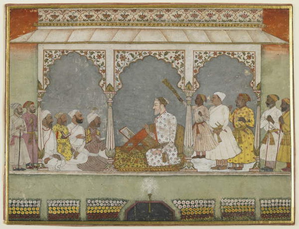 Detail of A reading of the Qur'an at court, Album folio with painting, mid-18th century by Indian School