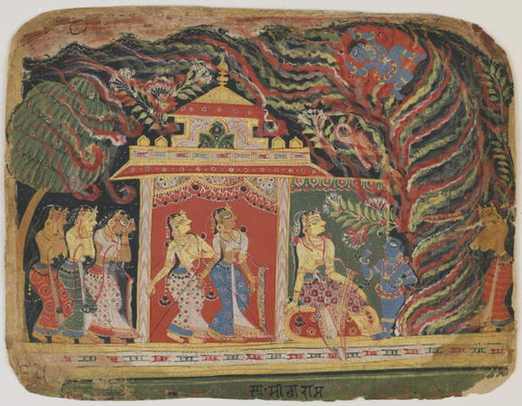 Detail of Krishna carried off by the Whirlwind Demon by Indian School