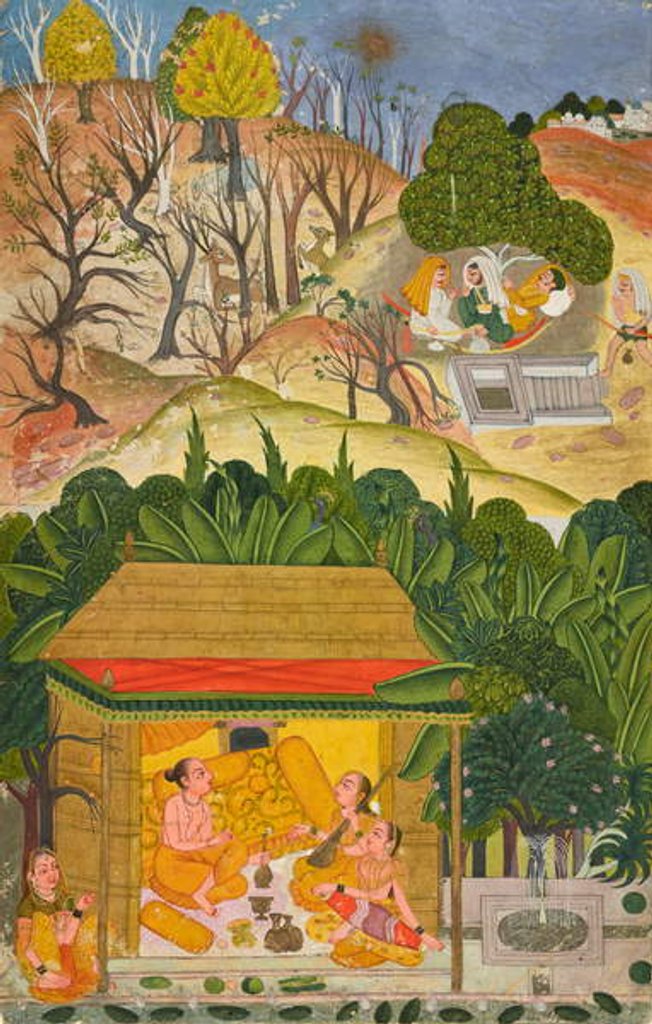 Detail of A summer month, folio from a Baramasa, c.1750 by Indian School