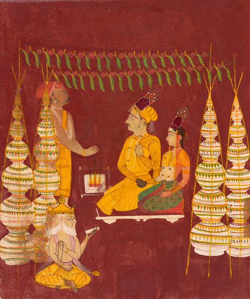 Detail of Wedding ceremony in the presence of Brahma, c.1680 by Indian School