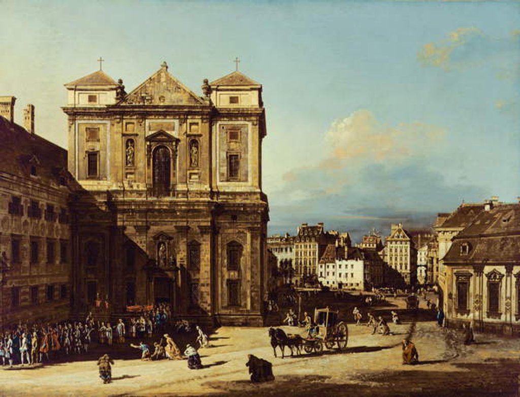 Detail of The Freyung in Vienna, view from the Northwest, c.1758 by Bernardo Bellotto