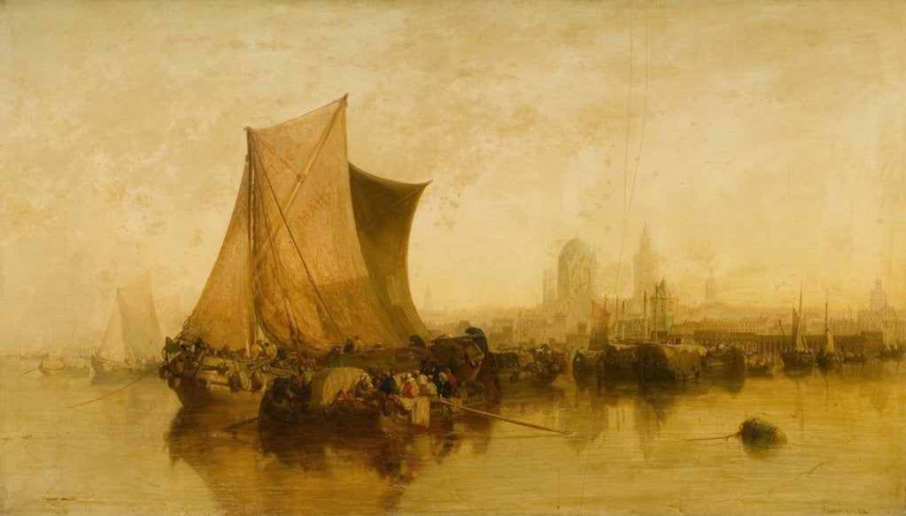 Detail of View of Mayence, with Market Boats by James Webb