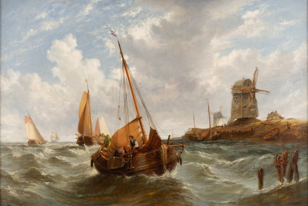 Detail of Seascape with Boats by William Adolphus Knell