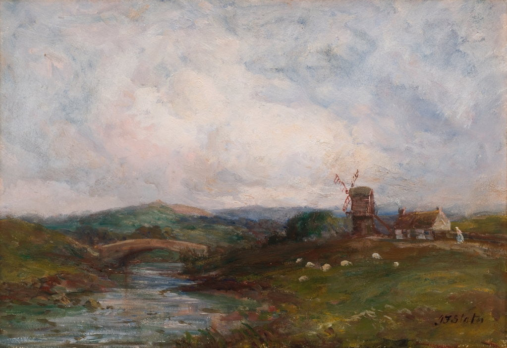 Detail of Landscape with Windmill by John Falconar Slater