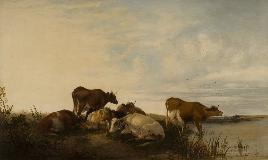 Detail of Landscape with Cattle in Marshland by Thomas Sidney Cooper