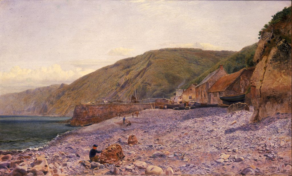 Detail of Among the Shingle at Clovelly by Charles Napier Hemy