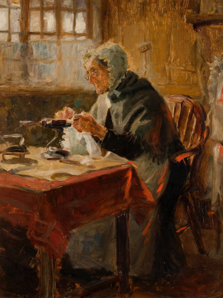 Detail of Old Woman Ironing by Ralph Hedley