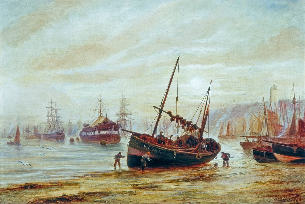 Detail of Seascape - Mouth of the Tyne by Bernard Benedict Hemy